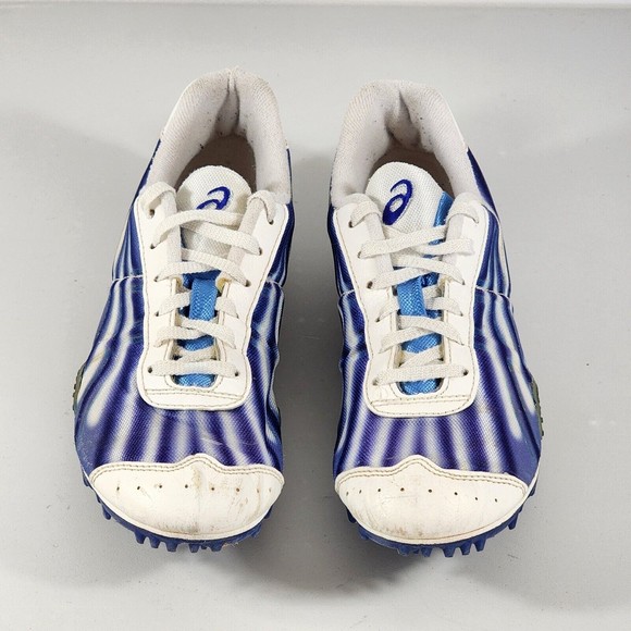 Asics Women's GN266 Track & Field White / Blue spikes running shoes Size 9.5 - Picture 4 of 11